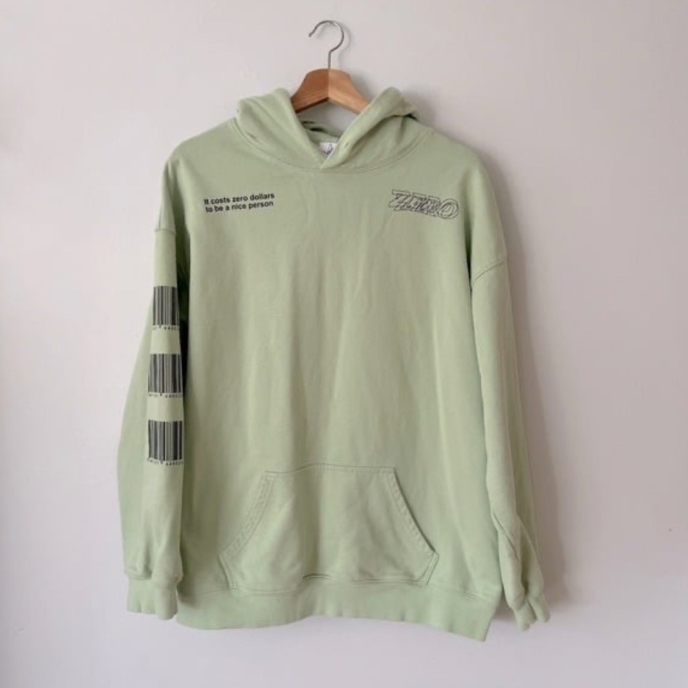 Green and Black Hoodie with Graphic Details